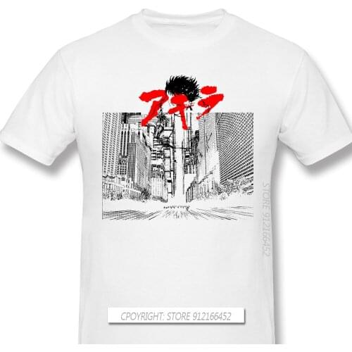 Men Clothes Akira Biker Gang Shotaro Kaneda Takashi Animated Film TShirt Red T-Shirts Highway Tetsuo Men Fashion Short Sleeve