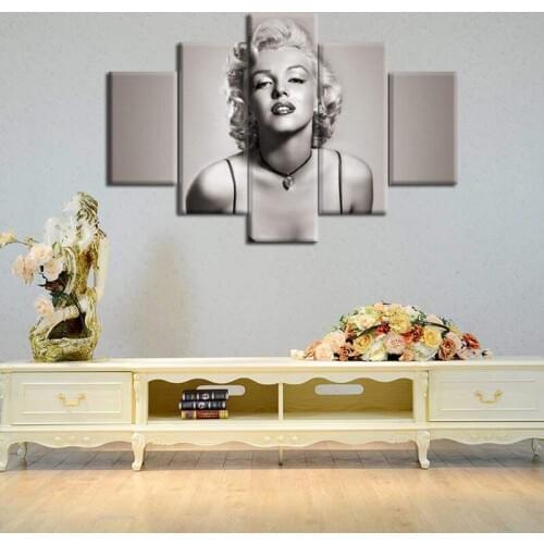 Canvas Painting Home Decor For Living Room Canvas Art Frames 5 Panel Sexy Marilyn Monroe Printed On Canvas Wall Picture