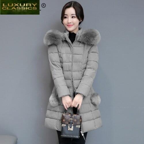 Jacket Women Parkas Winter Mujer 2021 Korean Casual Padded Long Jacket + Fur Hooded Elegant Ladies Thick Warm Parka LW770