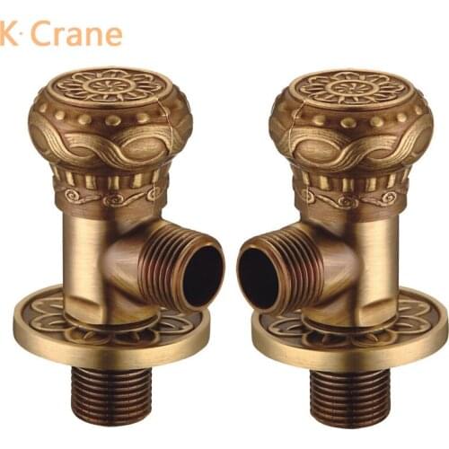 Brass Triangle Angel Valve Antique Bathroom WC Toilet Flush Valves Sink Water Tank Fill Stop Valve Wall Mount Square Shut Off