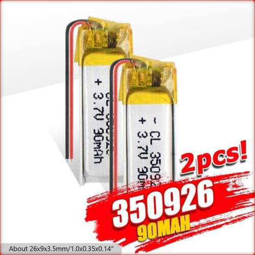90mAh 3.7V 350926 Lithium Polymer Li-Po li ion cells Rechargeable Battery For MP3 MP4 GPS DVD tablet Bluetooth Headset camera