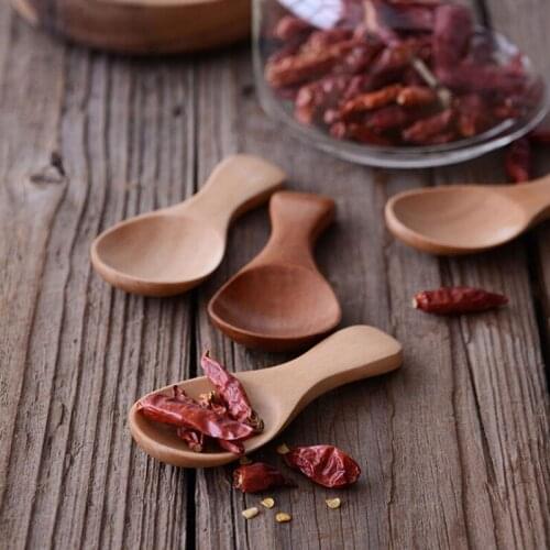 Fashion Wood Condiment Scoop Flatware Coffee Tea Small Mini Sugar Spoon Salt Wood Spoons Cooking Tools Kitchen Gadgets 1Pcs