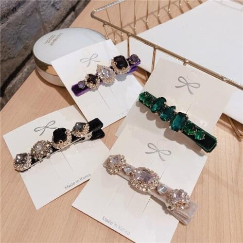 Fashion Women Rhinestone crystal Barrette hairpin flowers Hair Clips Girls delicate Ponytail Hair Accessories wholesale