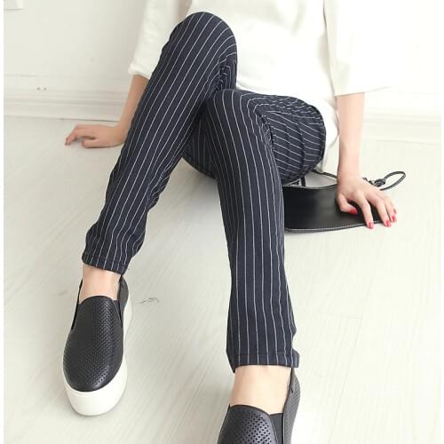 Fashion Maternity Pants Spring Autumn Maternity Trousers High Waisted Pregnancy Striped Trousers for Pregnant Women Capris