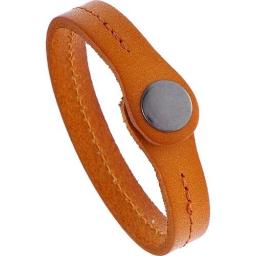 Jessingshow Genuine Leather Bracelet Men Brown Wide Cuff Simple Bracelets & Bangle Wristband Vintage Punk Male Jewelry Gift