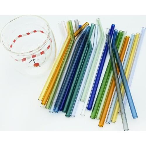 Eco Friendly for Smoothies Cocktails Glass Straw Set Reusable Drinking Straw High Borosilicate Bar Accessories Straw with Brush