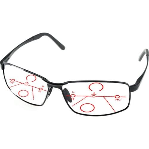 Al-mg Alloy Shield Type Oversized Men Progressive Multifocal Reading Glasses +0.75 +1 +1.25 +1.5 +1.75 +2 +2.25 +2.5 +2.75 To +4