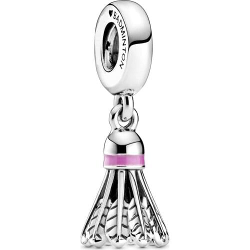 Original Rose Enamel Loves Badminton Birdie Pendant Beads Fit 925 Sterling Silver Bead Charm Bracelet Bangle Diy Jewelry