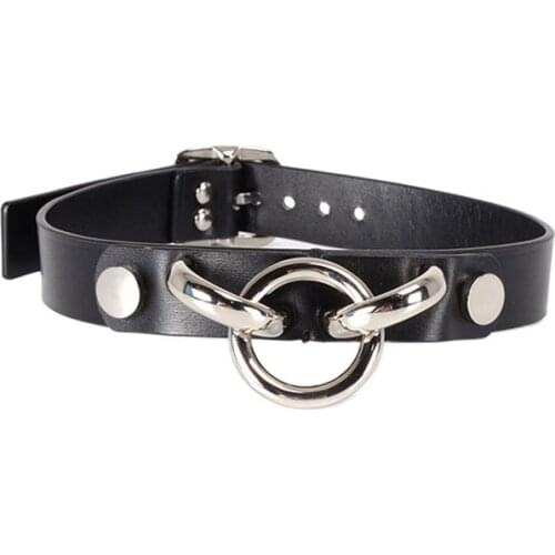 Black Leather Chokers Necklace Choker Fashion Jewelry Collar Neck Straps Sexy Woman Necklet Slavery Adult Sex Choker Hot Shining