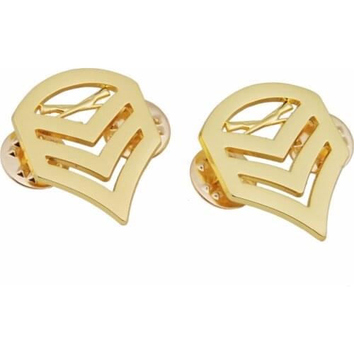 PAIR OF US USMC MARINE CORPS STAFF SERGEANT INSIGNIA RANK METAL BADGE PIN GOLD Military Store