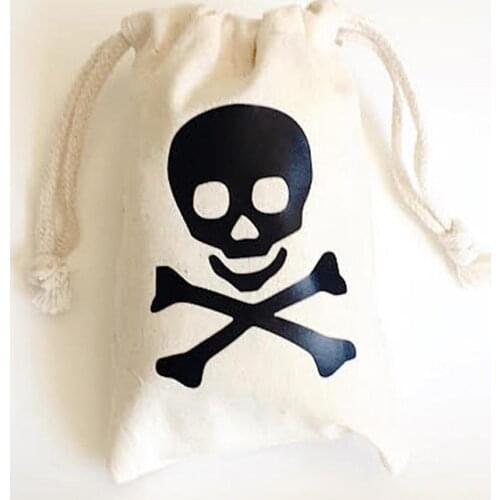 5 pieces skull Gems Treasure candy gift bag Pirate Captain themed first 1st 2nd 3rd 4th 5th Birthday Party Decoration supplies