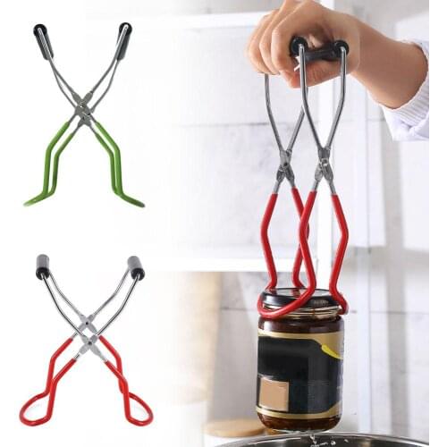 Canning Jar Lifter with Grip Handle Stainless Steel Can Lifter Tongs Jar Clip Heat Resistance Anti-clip Jar Glass Lifter