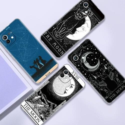 Clear Cover For Xiaomi Redmi Note 10 9 Pro 9S 7 9C 8 2021 8T 9A 7A 6A Shockproof Soft Silicone Phone Case Moon Tarot Totem Fall
