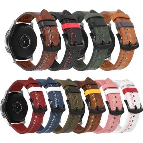 18mm 20mm 22mm Leather Strap for Huawei Watch GT GT 2 Quick Release Wrist Band Bracelet for Samsung Galaxy 42mm 46mm Active 2