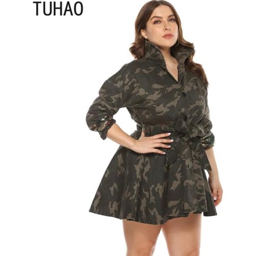 TUHAO 2020 Spring Plus Size 5XL 4XL 3XL Coat Woven Camouflage Beaded Womens Coat Military Jacket Woman Vintage Coats WM127