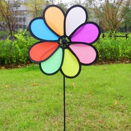 Garden Decoration Windmill Toys Children Kids 8 Leaves Colorful Outdoors Spinner