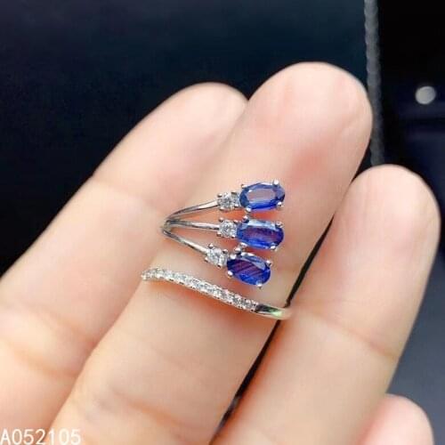 KJJEAXCMY fine jewelry 925 sterling silver inlaid Natural sapphire women fashion elegant OL style gem open ring support detectio