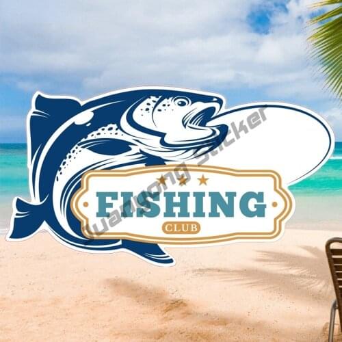 Funny Colorful Fishing Club Cartoon Graffiti Car Sticker and Decal Window Camper Truck Car Body SUV Fine Decor Decal KK14x7cm