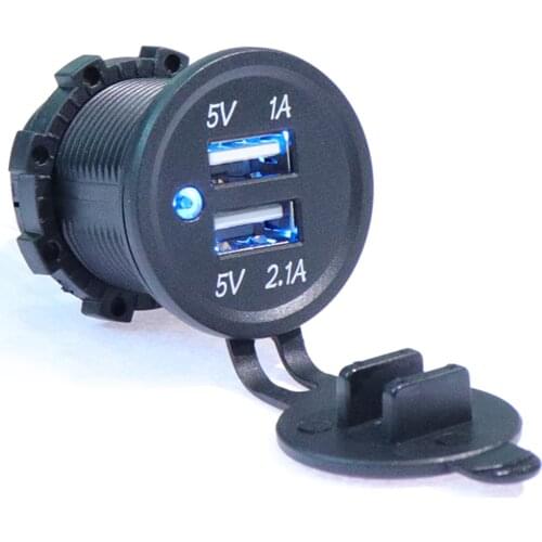 5V 3.1A Dual USB Charger Socket Plug Outlet with LED Indicator for Car Boat Motorcycle RV Phone Charging Adapter
