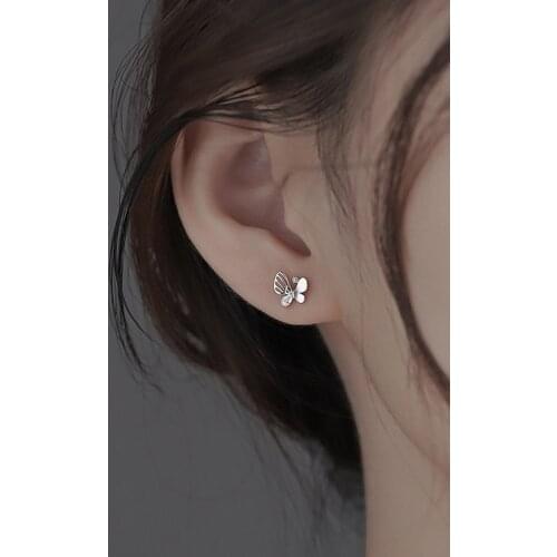 VENTFILLE 925 Sterling Silver Insect Earrings Female New Niche Light Luxury Flashing Diamond Butterfly Earrings Cold Wind Gift