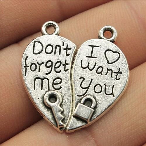 10pcs 26x24mm 2 Colors Antique Silver Color Antique Bronze Plated Key And Lock Charms Key Lock Charm Lock And Key Charms