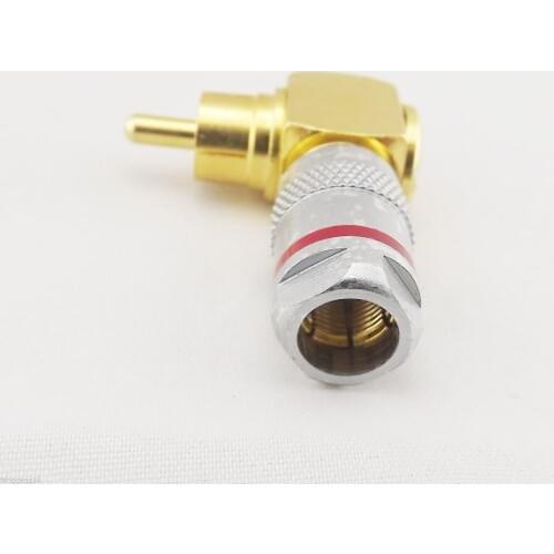 10pcs Gold Copper Right Angle RCA Male Plug Solderless Audio Video Cable Connector