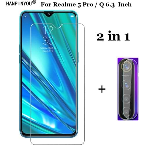 2-in-1 Tempered Glass For OPPO Realme 5 Pro 5Pro Camera Lens Protection Film Screen protector For Realme Q 6.3" glass