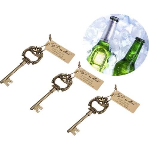 3pcs Vintage Key Bottle Openers Wedding Party Favor Souvenir Gift with Tag Zinc Alloy Beer Bottle Can Opener Kitchen Gadgets