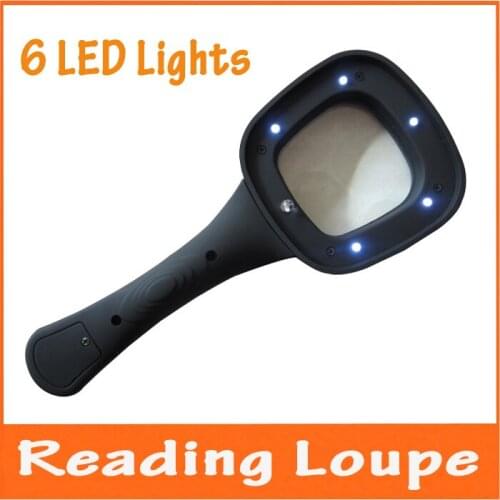 3X LED Illuminated Reading Glasses Handheld 6 Bright LED Lights Magnifier for Reading Magazines Newspaper Pocket Loupe with Lamp