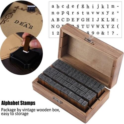 70PCS Vintage Wood Alphabet Letter Rubber Stamps Small Wooden Box Wood Rubber Stamps Letter Rubber Stamps