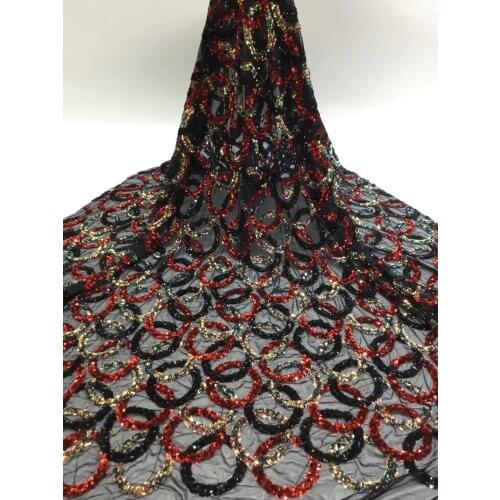 Sequin style african mesh lace fabric 2021 high quality sequin embroidery mesh lace fabric wedding T35721