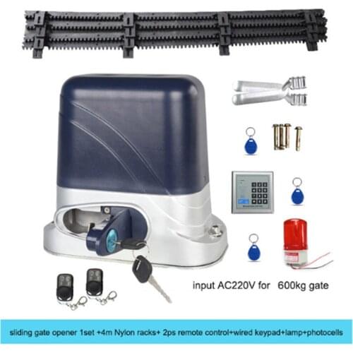 Automatic Sliding Gate Opener with Nylon racks 4m Hardware Sliding Driveway Security Kit Optional