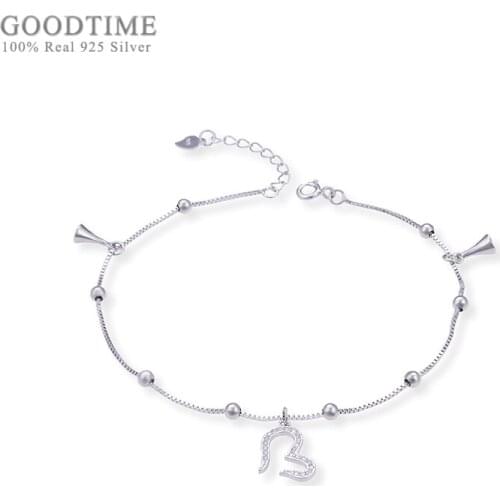 Pure 925 Sterling Silver Anklet Fashion Women Anklet Love Shape Bell Beaded Anklet Decoration Jewelry Foot Accessories For Girl