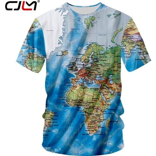 CJLM Mens Tshirt Brand Hot Sale Cool Print World Map 3d T-shirts Men Short Sleeve Hip Hop Streetwear Casual Tshirts Dropship