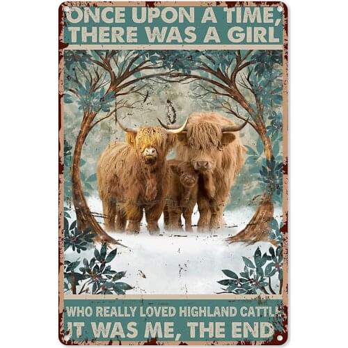 Highland Cow Decor Bathroom the Highland Cattle once Upon a Time there Was A Girl Who Really Loved Highland Cattle Tin Sign
