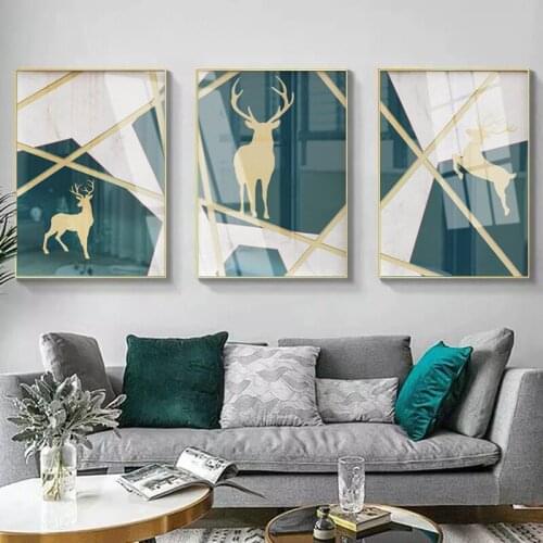 Living room decoration painting triptych modern minimalist light luxury elk painting poster bedroom dining hall corridor home de