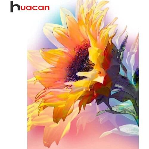 Huacan 5D Diamond Painting Rhinestones Sunflower DIY Diamond Embroidery Mosaic Flower Beaded Pictures Paintings On The Wall
