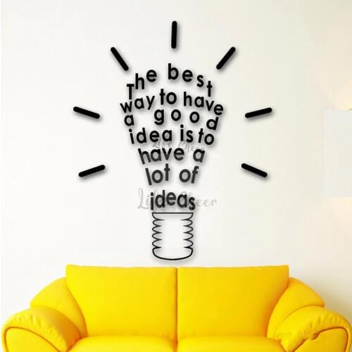 Ideas Vinyl Wall Decal Light Bulb Design Wall Sticker Research Office Room Decoration Have Lots Of Ideas Wall Posters Art AC131