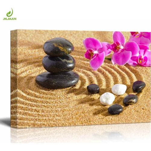 JHLJIAJUN Canvas Painting Zen Sand Stone Orchid Picture Living Room HD Posters 3D Wall Art Picture Home Decor Wall Art No Frame