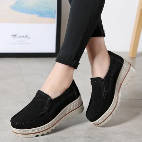 Loafers women sneakers 2021 fashion round toe solid shoes woman breathable leather sneakers women shoes flats zapatos de mujer