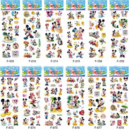 Hot 12 pcs/set Cartoon Mickey Mouse Bubble stickers 3D Puffy wall stickers for kids gift Notebook Sticker