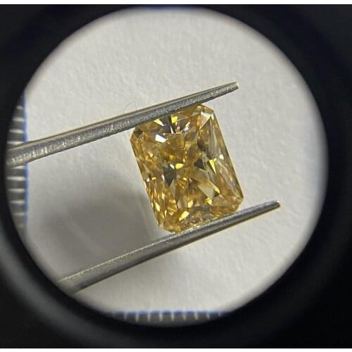 Radiant Cut Golden Yellow Moissanite 9*7mm 3 Carats Lab Grown Stones VVS1 GRA Gemstone