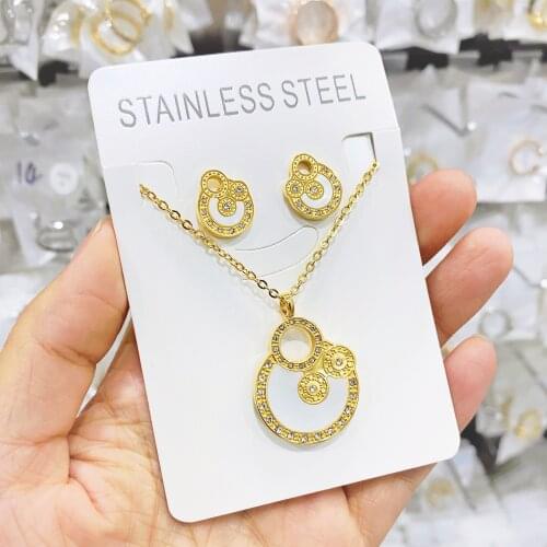 StainlessSteel Set Minimalist Casual Neck Chain Necklaces for Women Round Marble Pendants Hiphop Female Fashion Jewelry Necklace