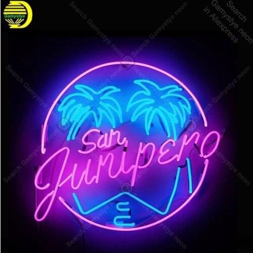 Neon light sign Junipero Palm Tree Restaurant Beer love room Neon Lamp sign store display neon Letrero lights enseigne Handcraf