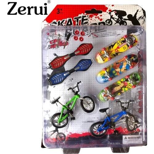 New 8pcs/set Mini Finger Skateboarding Fingerboard Finger BMX Bicycle Set Fun Skate Boards Scooter Finger Bikes Toys Kids Gifts