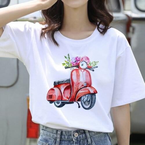 New 2020 Bicycle Printed T Shirt Women summer casual harajuku short sleeve t shirt Ladies Kawaii Cartoon Creativity Tops