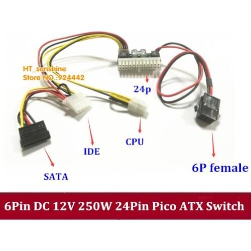 NEW PCIe 6Pin 6P 6 Pin female input DC 12V 160W 24Pin Pico ATX Switch pcio PSU Car Auto Mini ITX High Power Supply Module
