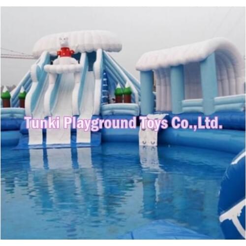 Funny cartoon snow themed water park slide equipment