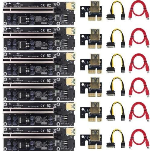 New VER009 USB3.0 PCI-E Riser VER 009S PLUS Express 1X 4x8x 16x Extender Pcie Riser Adapter Card SATA 15pin To 6pin Power