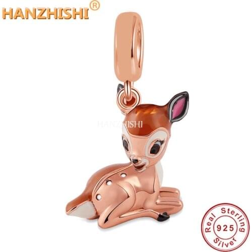 2022 Autumn Collection Animal Series 925 Sterling Silver Deer Dangle Beads Charms Fit Original Pandora Bracelet Jewelry Making